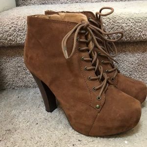 Cognac Suede Booties